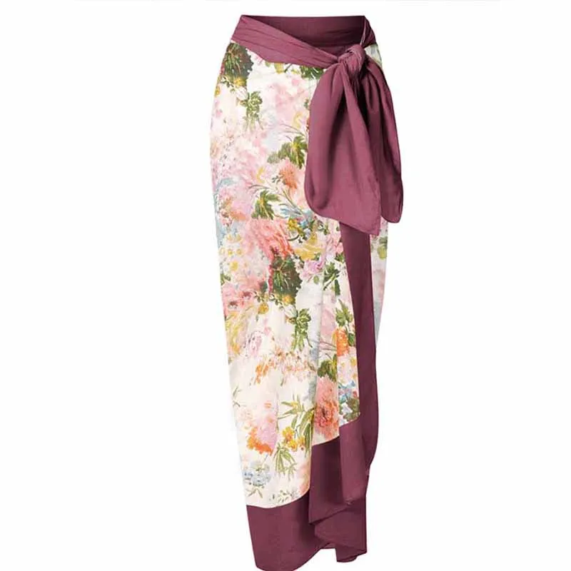 Floral-Printed Ruched One-Piece Swimsuit & Cover-up Vacation Beach Outfits Women Bathing Suits Sexy Backless V-Neck Bikinis 2023