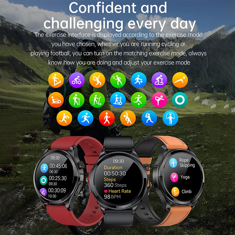 2023 New Smart Watch ECG+PPG Blood Glucose Men Fitness Tracker Glucose Meter Thermometer Health Watch Bluetooth Call Smartwatch images - 6