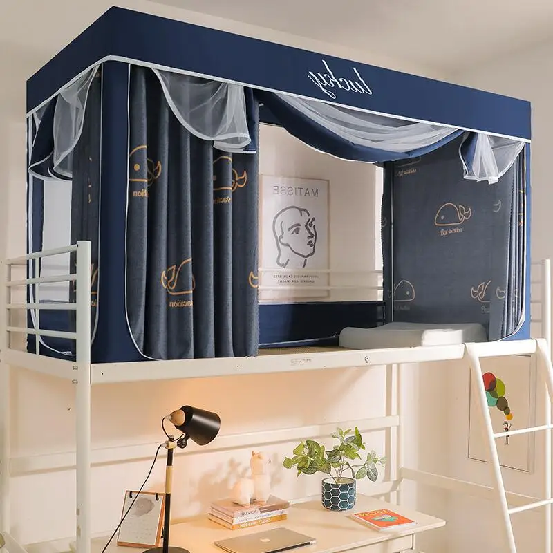 Student Dormitory Mosquito Net Korean Fashion Cartoon Bed Curtain Blackout Anti Peeping Curtain Bed Tent Bed Canopy with Bracket