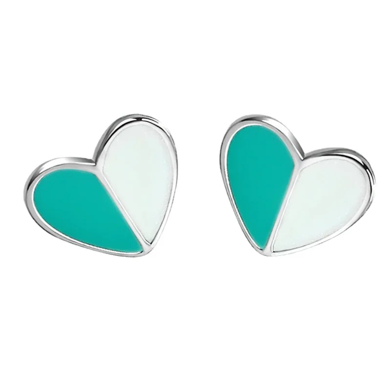 Модные посеребренные серьги-гвоздики в форме сердца для женщин и девушек