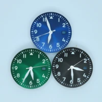 34mm green night light watch dial add hands fit nh35 date 3 window automatic movement