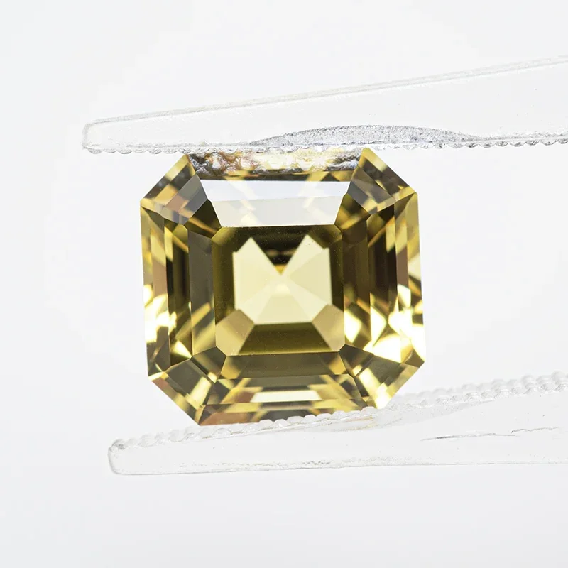 Фото Выращенный в лаборатории сапфир Asscher Cut желтого цвета VVS1 Подвески DIY для изготовления ювелирных изделий Материалы на выбор Сертификат AGL №5