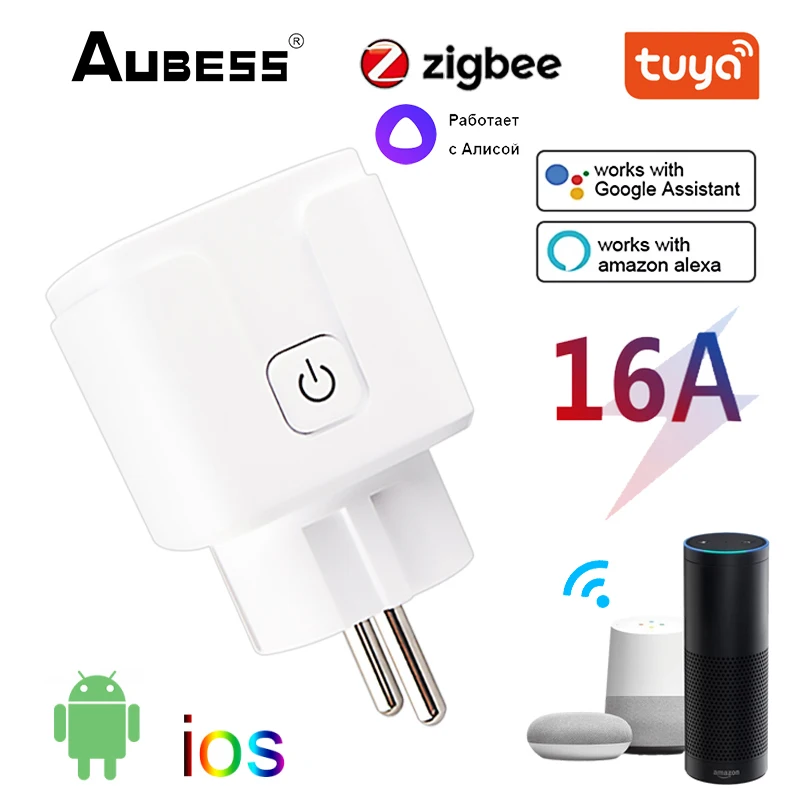 

Tuya Smart Zigbee Power Plug 16A EU Outlet Timer Socket Remote Plug Smart Home Work With Alexa Google Home Assistant Alice