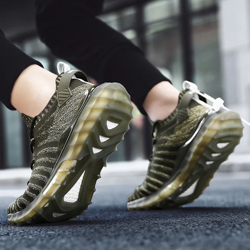 New Fashion Mens Stripe Sneakers High Quality Breathable Men Reflective Running Shoes