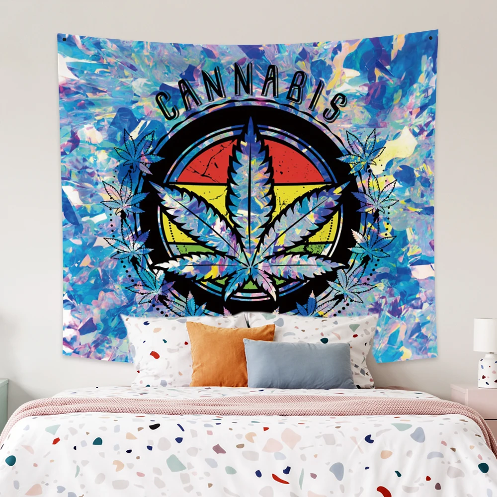 

Boho Decoration Home Decor Trippy Weed Leaf Tapestry Hippie Decoration Murale Chambre India Aesthetic Room Decor Wall Hanging