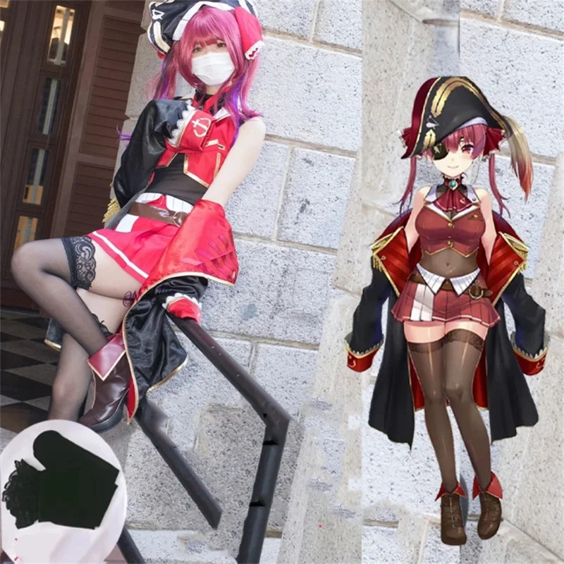 Аниме VTuber Hololive Marine Houshou косплей костюм парик обувь женский милый на день рождения