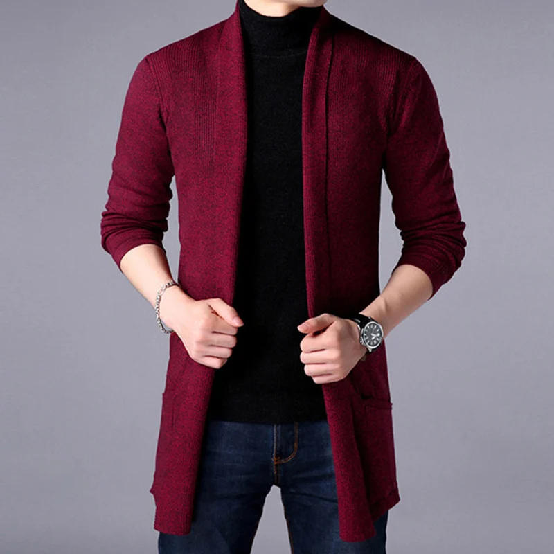 

Рубашка-пальто Корейский мужской Молодежный Приталенный кардиган с длинным дном мужской весенний Однотонный свитер-рубашка, цветная Новинка 2022