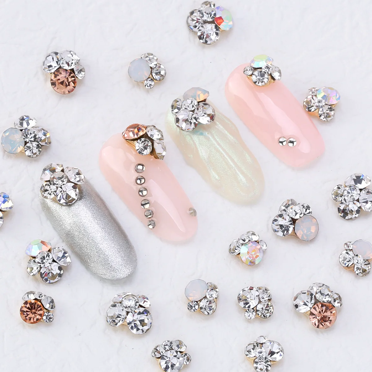 

5pcs/package Manicure Decorations Pile Drill 3D DIY Shiny Rhinestone Gem Design Nail Decoration Accessories
