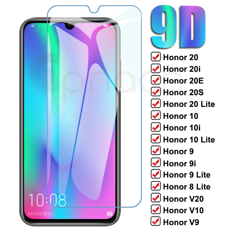 

9D Tempered Glass For Huawei Honor 20 10 Lite 20i 20E 20S 10i V20 V10 Protective Glass Honor 9 8 Lite 9i Screen Protector Film