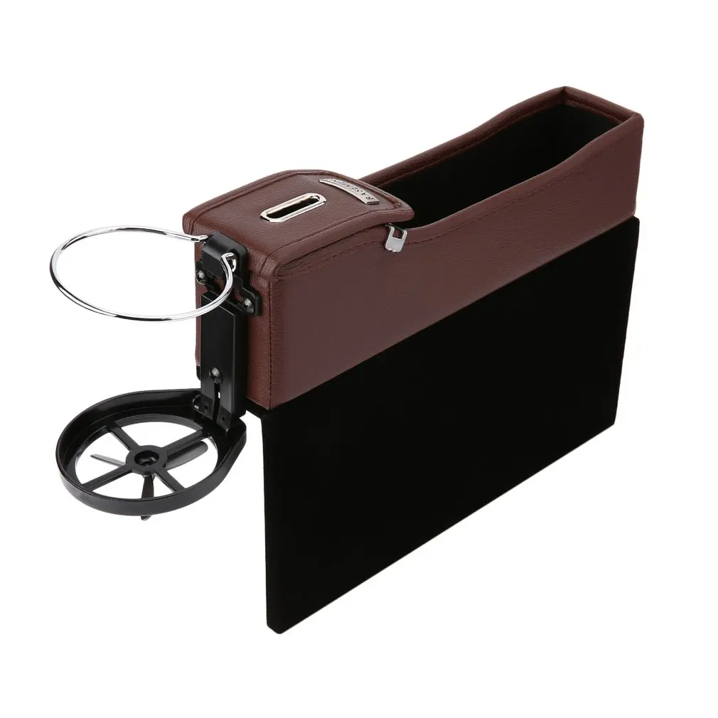 

Новый боковой ящик для хранения из искусственной кожи на сиденье, многофункциональный автомобильный держатель для монет, подстаканник, Ста...