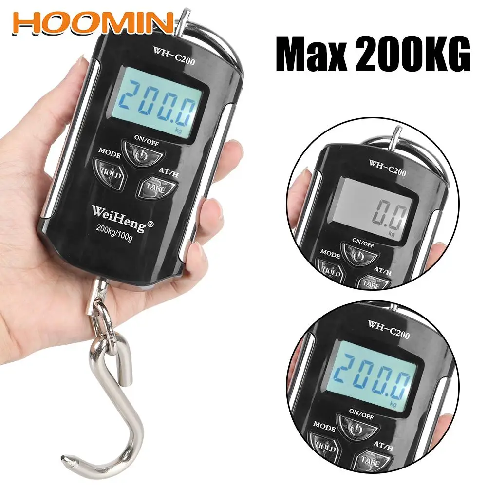 

Crane Scale Electronic Weighing Scale Fishing Travel Hanging Hook Scales Portable Weight 200kg/100g Backlight Heavy Duty