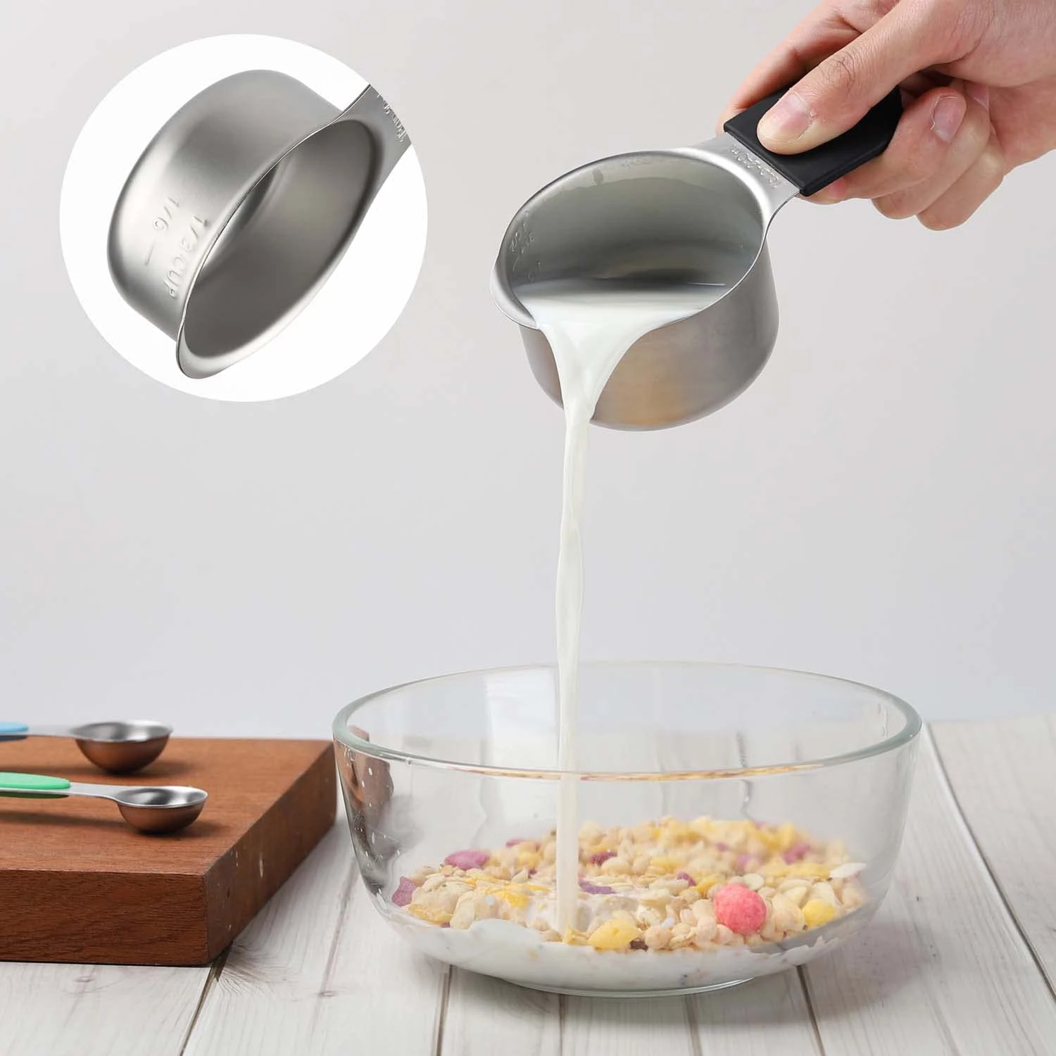 

Magnetic Measuring Cups and Spoons Set Including 7 Measuring Cup 7 Measuring Spoons with 1 Leveler for Dry and Liquid