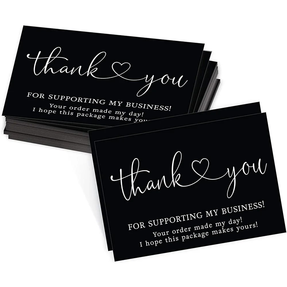 

Black Thank You Cards for Business 10-50pcs Appreciation Card For Small Shop Gift DIY Crafts Decoration Cute Greeting Cards Tags