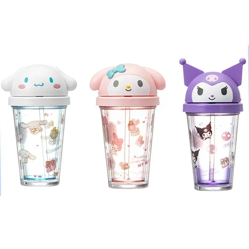 

Sanrioed My Melody Kuromi Cinnamoroll Cartoon Plastic Straw Drinking Cup Super Cute Water cup