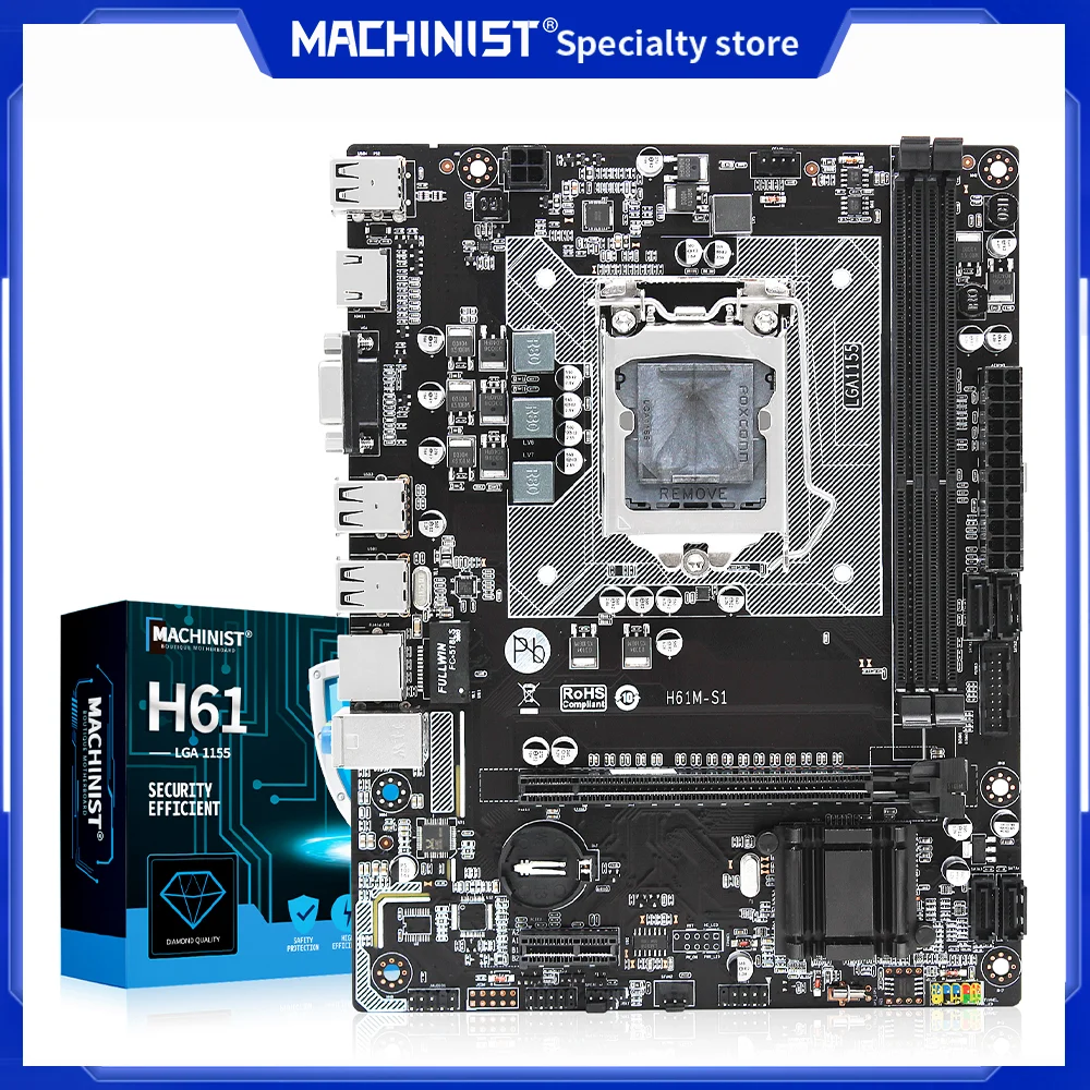 

Материнская плата H61 Mechanic LGA 1155 H61, чипсет, разъем Micro-ATX, поддерживает DDR3, двухканальный процессор Intel I3 I5 I7 Core Pentium H61M-S1