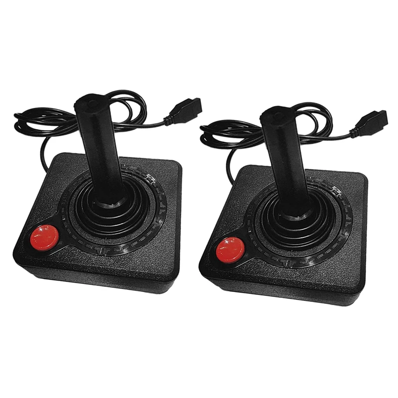 2X Gaming Joystick Controller For Atari 2600 Game Rocker With 4-Way Lever And Single Action Button Retro Gamepad