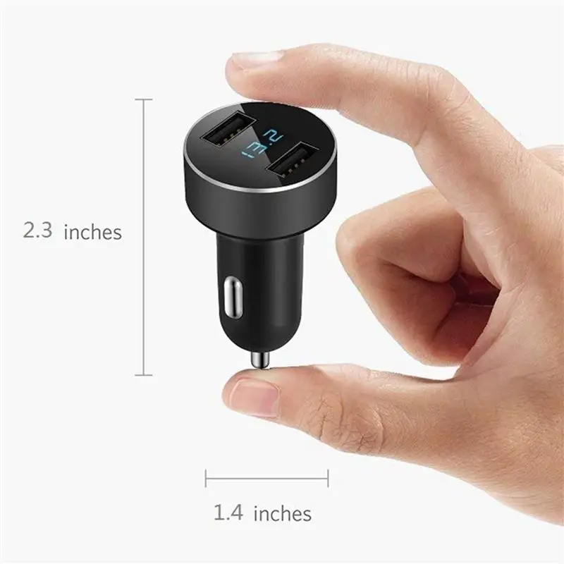 Автомобильный адаптер с двумя USB-портами, выход 4,8 А, измеритель напряжения для прикуривателя, для iPad, черный-A08Q (art.: 3920db3653608) - 3920db3653608