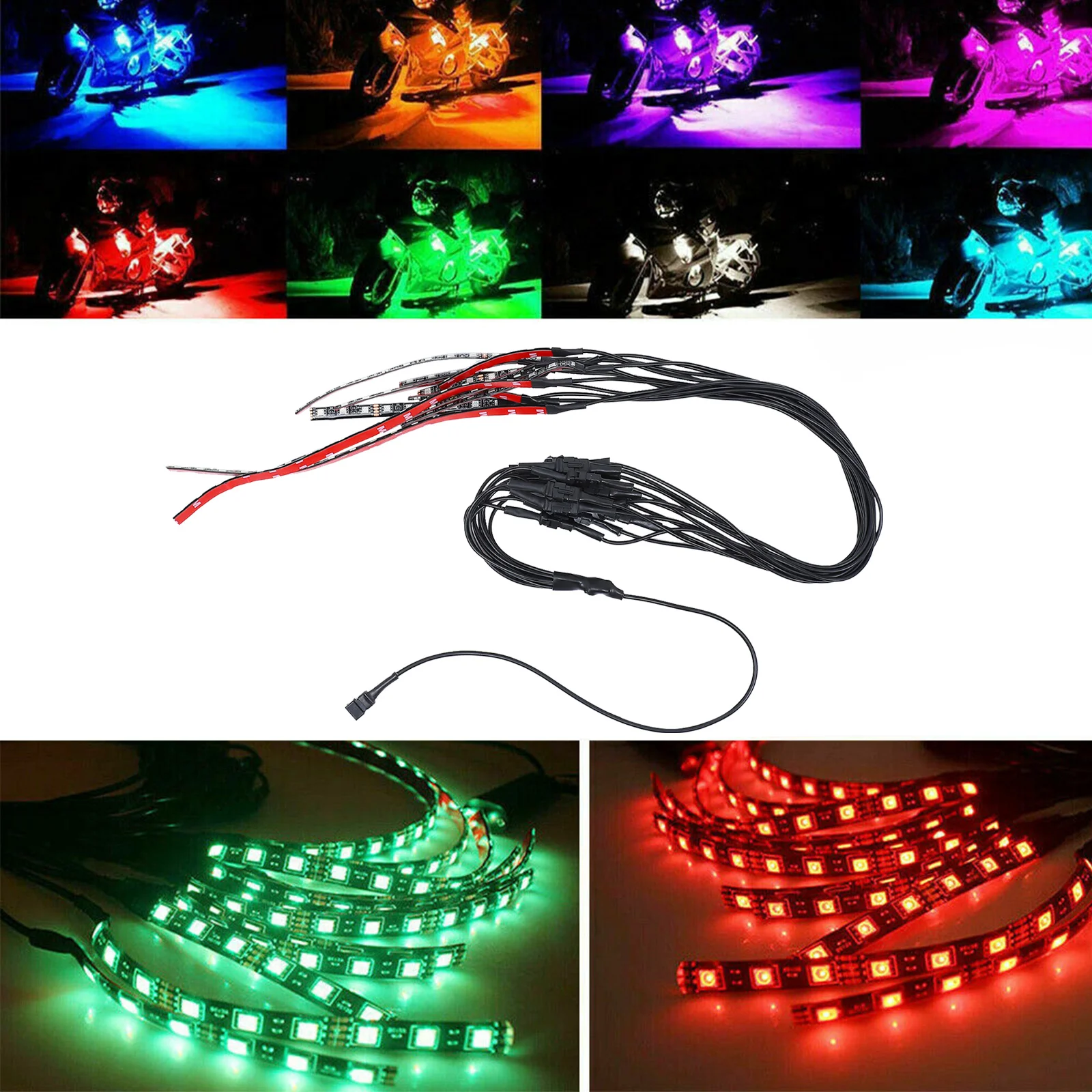 

1 Set Practical RGB Strip Light Motorbike Decorative Light Atmosphere Lamp