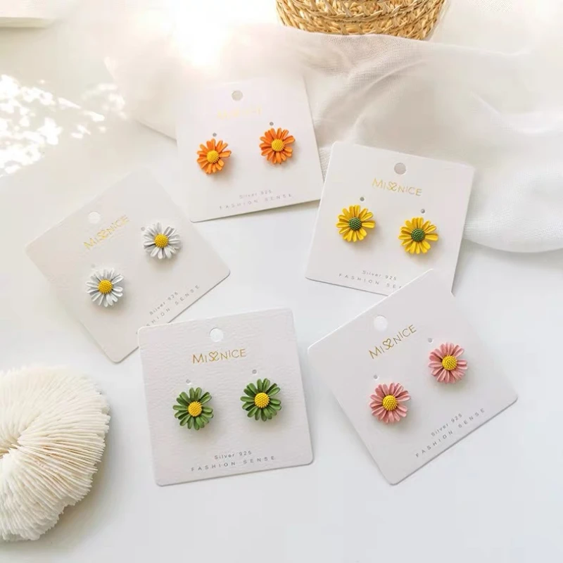 

Korean Fashion Colorful Daisy Earrings for Women Cute Hundred Elegant Temperament Statement Earrings Trendy Jewelry Girls Gifts
