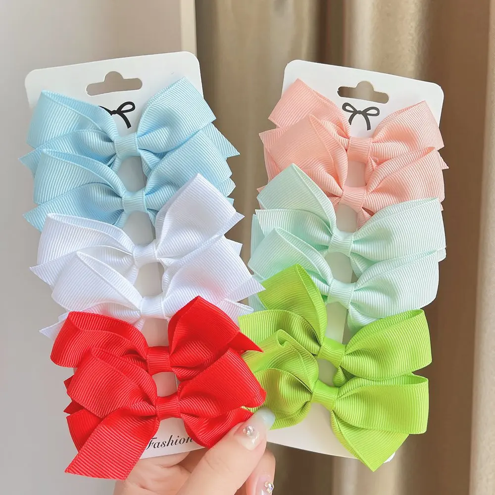 

6PCS/SET Grosgrain Ribbon Solid Hair Bows With Clips Girls Hair Clips Boutique Hairpins Barrettes Headwear Kids Hair Accessories