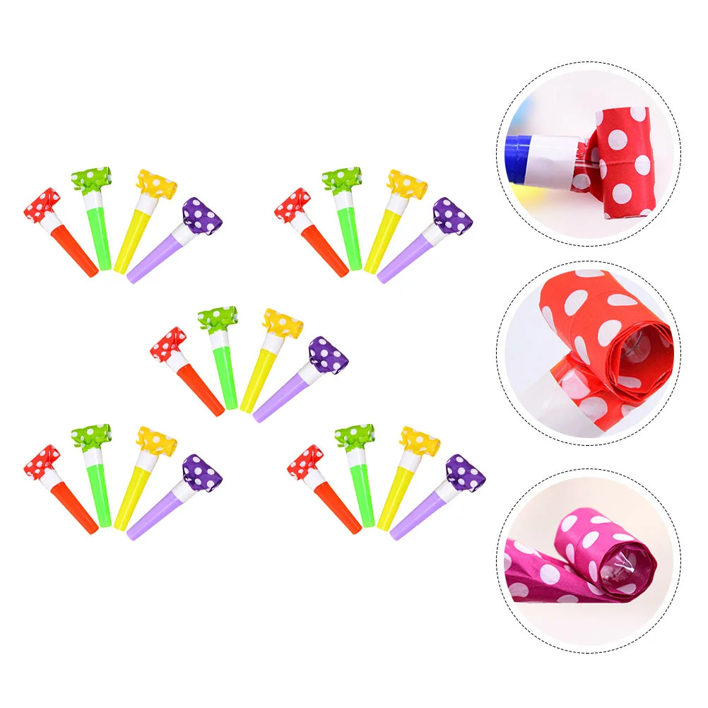 

60 Pcs Polka Dot Paper Blowing Dragon Blowouts Whistles Plastic Gift Cheering Party Horns Supplies Colorful Child Mini Airhorn