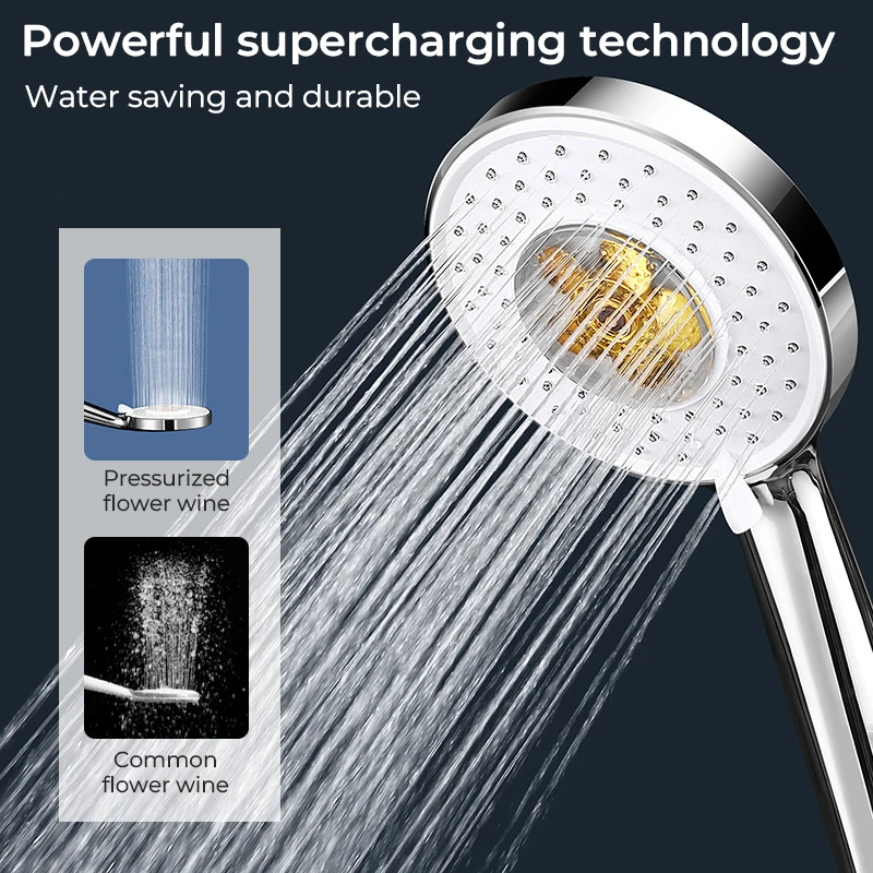 

3-скоростная турбонасадка для душа, насадка для Дождевого душа высокого давления, ручные душевые головки с турбонаддувом, аксессуары для ва...