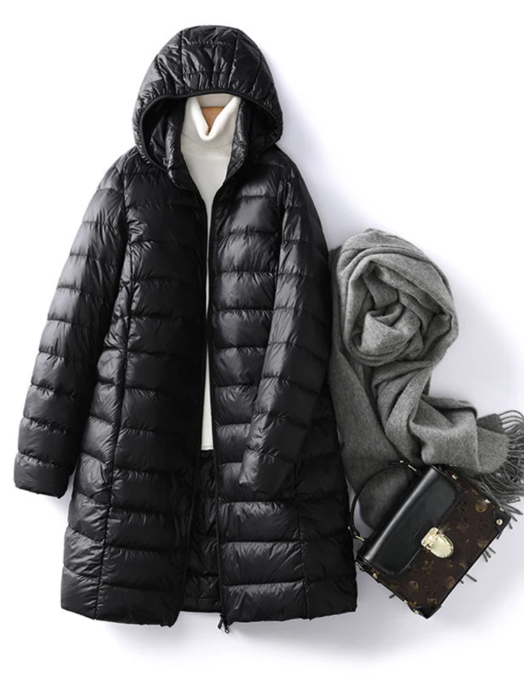 Женский ульсветильник пуховик тонкая теплая куртка на белом утином пуху со