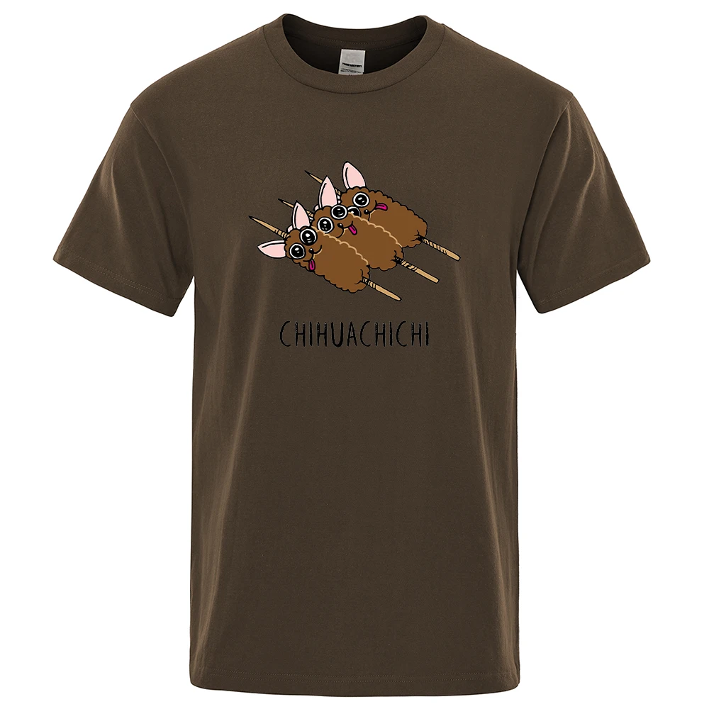 

Chihuachichi Bbq Skewers Mens Cotton Comfortable O-Neck T-Shirt Summer Loose Oversize Clothing Pattern Crewneck Men T-Shirts