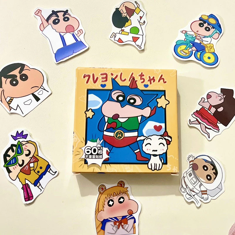 

60 Sheets/Set Crayon Shin-chan stickers ins high-value small gift box Anime pattern cute sealing sticker decoration sticker gift