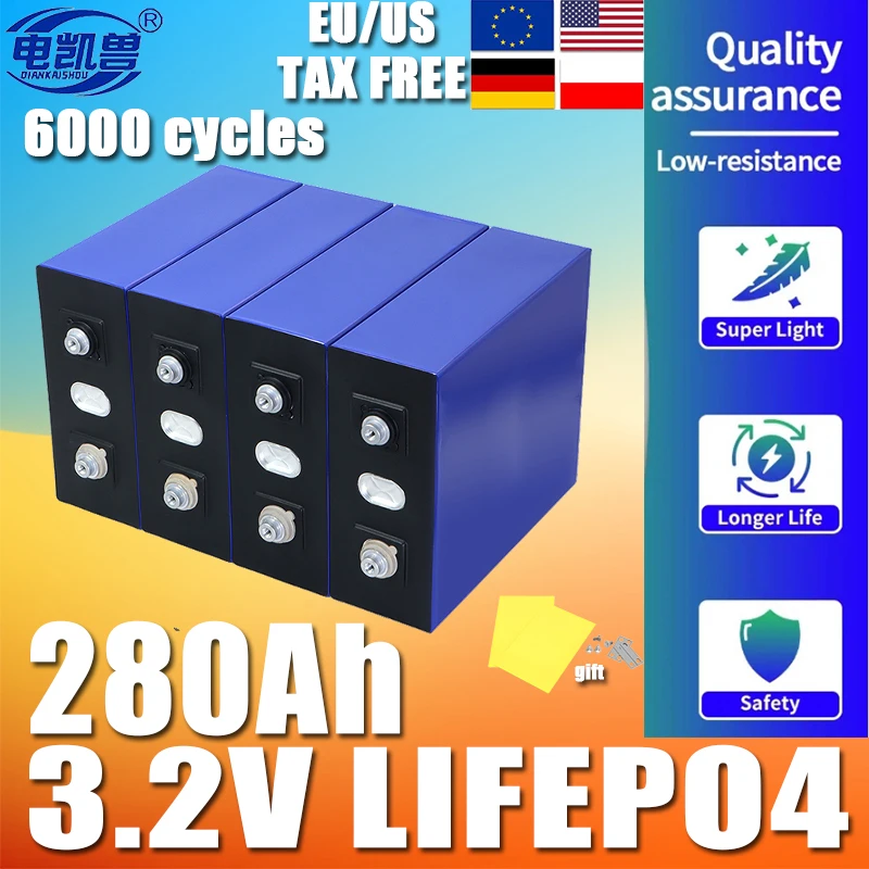 Литий-железо-фосфатный аккумулятор LiFePO4 3 2 В 280 Ач 340 320 3C для 4S 8S 16S 12V 24V 48V Golf Cart Yacht RV