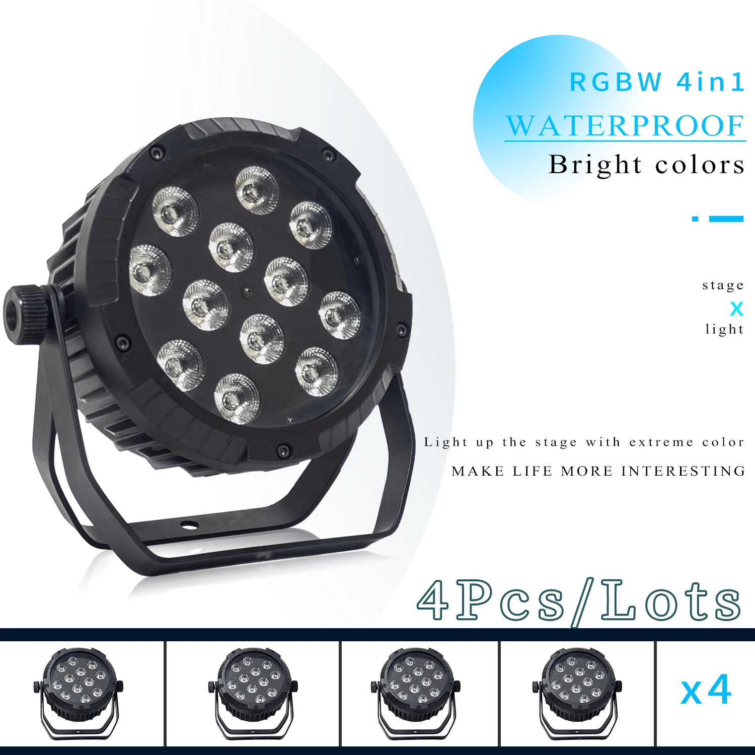 

4Pcs/Lots IP65 Waterproof Led Par Light 12*18W 4in1/5in1/6in1 Outdoor Waterproof Stage Light 12x18w Big Lens Led Par 64