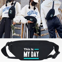 my day letter print waist bag durable chest packs messager shoulder bag canvas multifunction traval bag outdoor women fanny pack