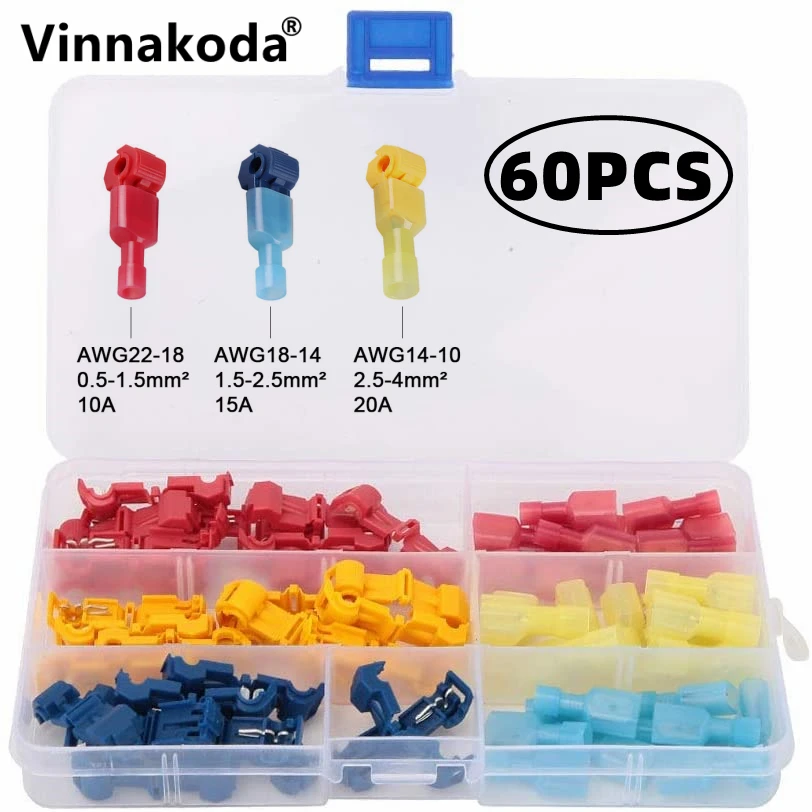 

60PCS Main branch wiring clip T-free wire clip combination set for quick connection Wire terminal