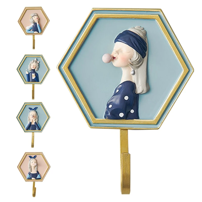 

Nordic Home Decoration Hook Creative 3D Bubble Girl Wall Hanging Porch Bag Hooks Bedroom Behind Seamless Coat Hanger