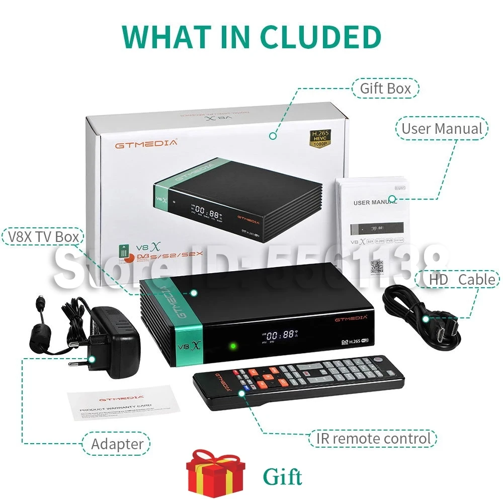 Популярный спутниковый ресивер GTmedia V8X V7 S2X, 1080P, встроенный Wi-Fi обновленный с Gtmedia V8 nova v9 super (art.: 3920bbcff93c3) - 3920bbcff93c3