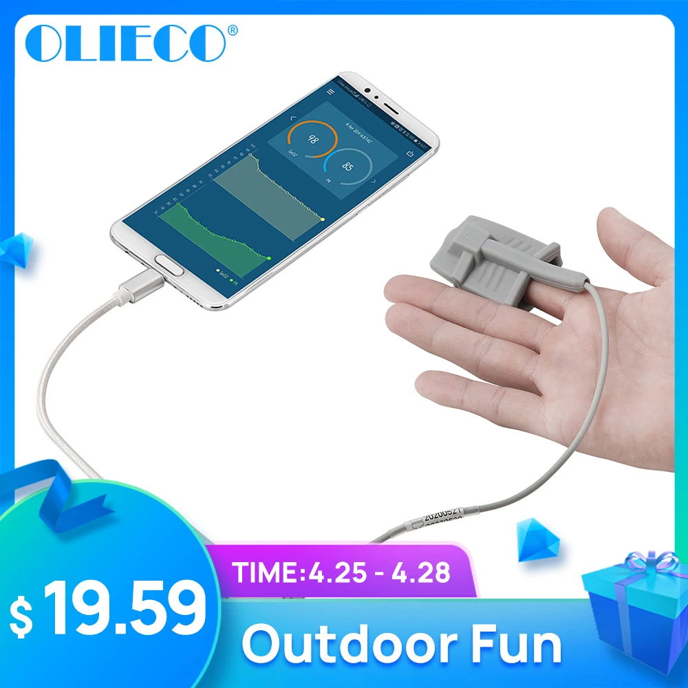 sensor usb finger pulse oximeter for android phone with otg data cable spo2 pr oximetro sleep heart rate monitor adult children free global shipping