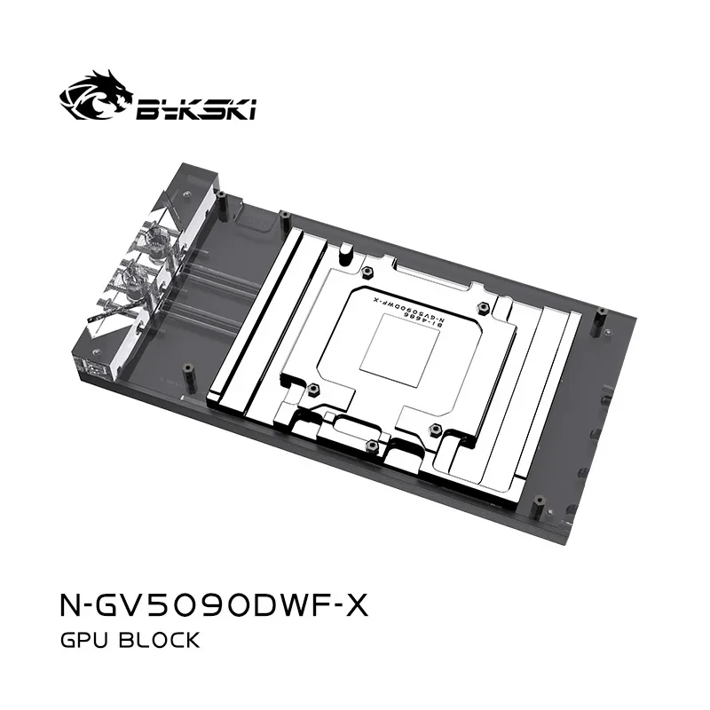 Фото Водоблок Bykski N-GV5090DWF-X для видеокарты GIGABYTE RTX5090D GAMING / WINDFORCE OC 32G, медный радиатор для ПК с водяным охлаждением №4