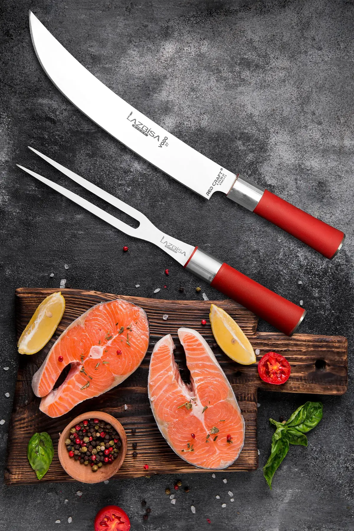 Knife Meat Butcher Mincer Fish Vegetable Fruit Chef Vodo Long Fork 2 Piece Set Professional Chef Knife Stainless Steel