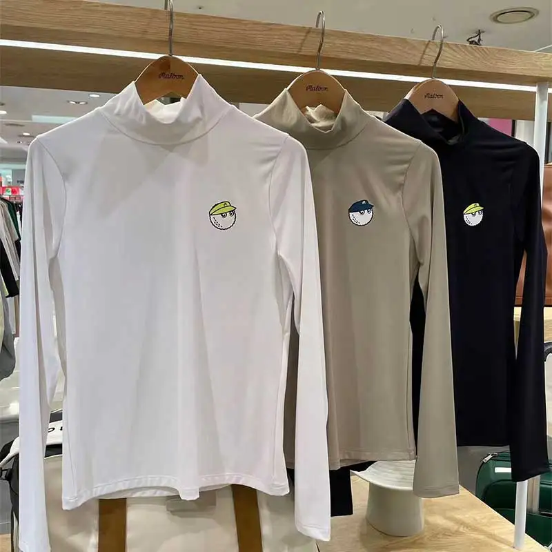 

Korean Golf Shirt Women's Fashion Long Sleeve T-shirt Autumn Elastic Slim Bottoming Top Ladies Sportswear 여성골프의류