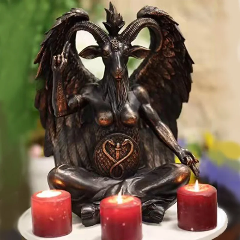 

Satan Goat Baphomet Statue Hanging Door Knocker Plate Wall Decor Plaque Resin Crafts Religious Ornaments Sculpture Home Decor