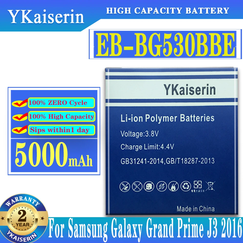 

EB-BG530BBC EB-BG530BBE Battery for Samsung Galaxy Grand Prime J3 2016 J320F J2 Prime G5308W G530 G531F SM-G532F J5 2015 5000mah