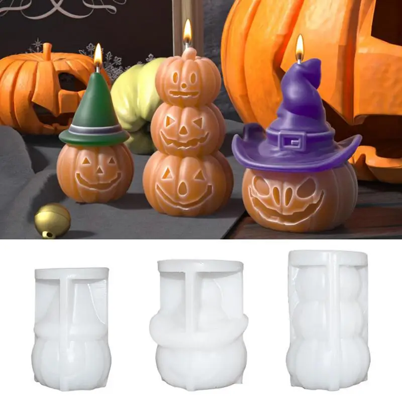 

Silicone Pumpkin Mold DIY Halloween Plaster Art Craft Washable Food-Grade Flexible Silicone Molds 3D Pumpkin Mould Home Decor