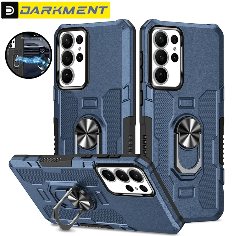 

Shockproof Magnet Ring Stand Holder Case For Samsung Galaxy S23 S22 S21 S30 S21FE S20FE Plus Ultra Anti Fall Solid Color Cover