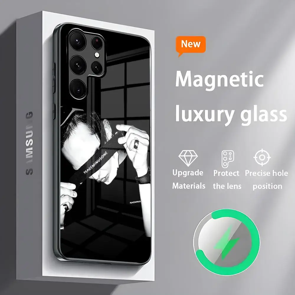 Модный чехол для телефона P-Peaceminusone Samsung S 25 S24 S23 S22 S21 S20 Plus Ultra Note20 стеклянный