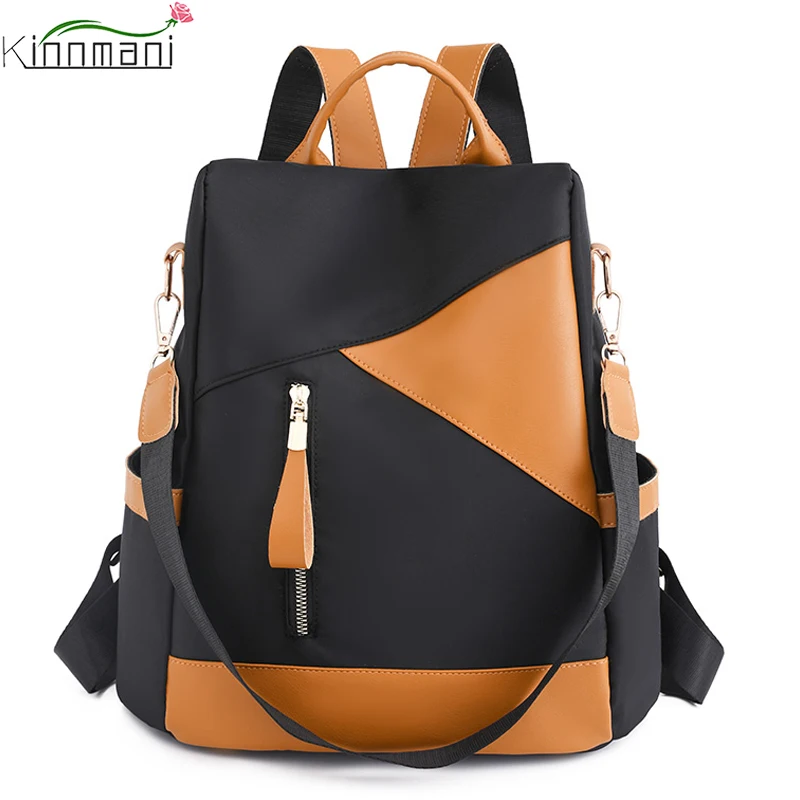 

Fashion Color Blocking Backpack 2022 Women Casual Large Capacity Nylon Backpack High Quality School Backpacks for Teenager Girls
