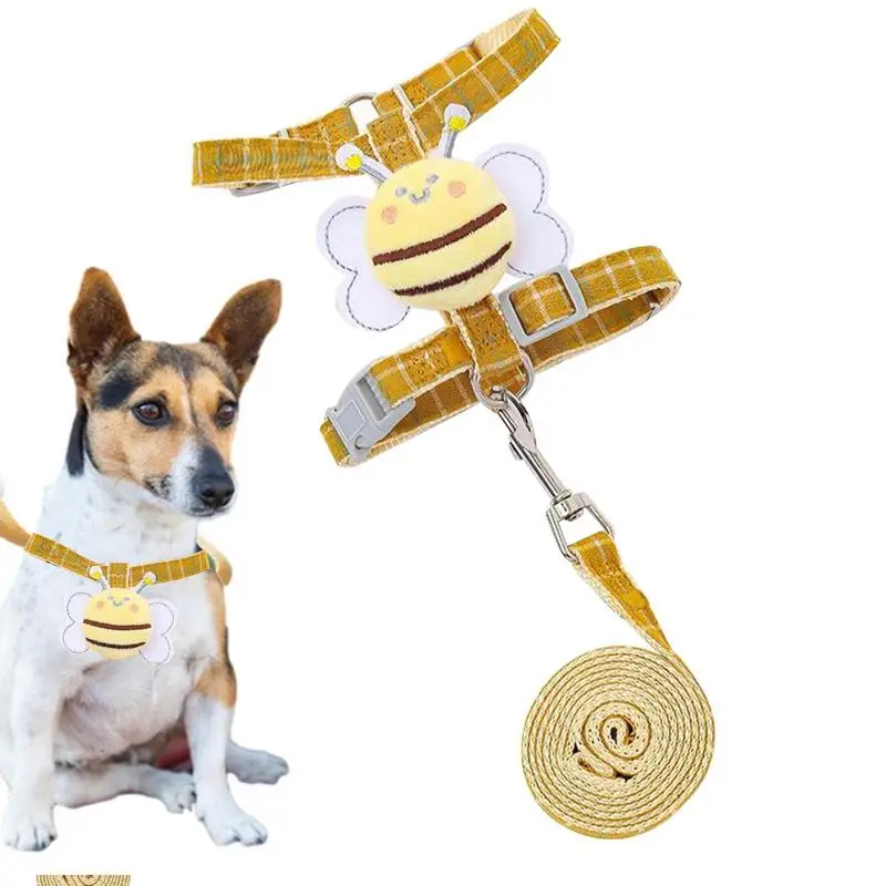 

Шлейка и поводок для собак, не тянется, маленький размер, сверхпрочная регулируемая, с мультяшным рисунком, аксессуары для собак