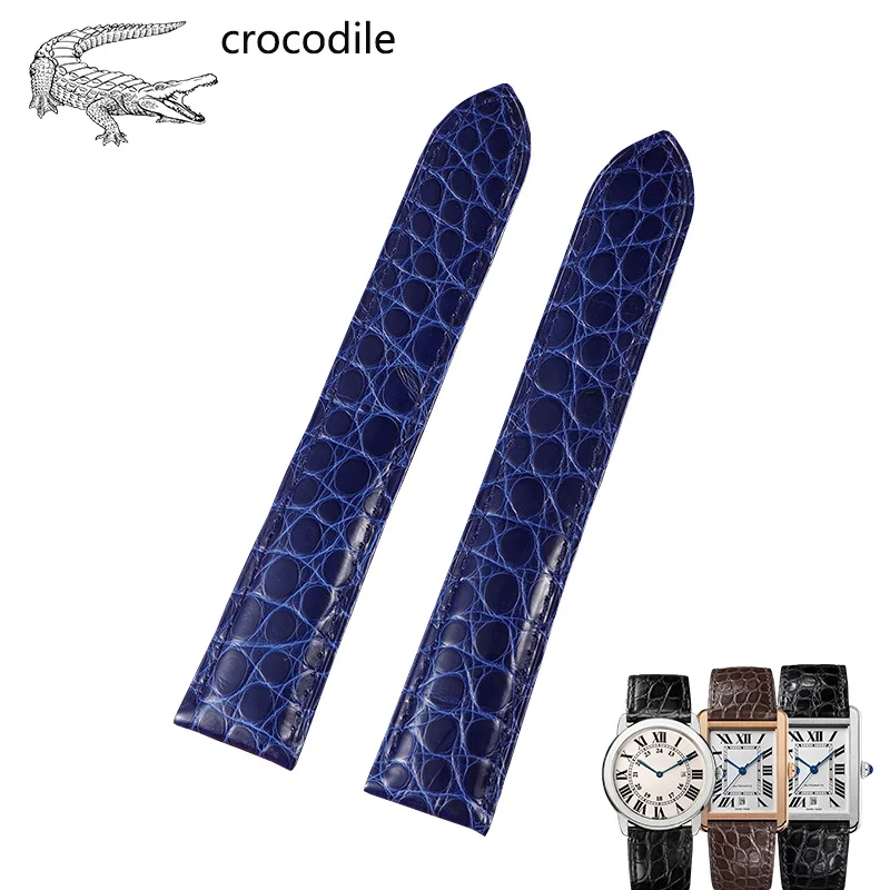 Фото Для cartier tank London solo series Ремешок для часов из кожи аллигатора Крокодил Натуральная кожа Ремешок для часов браслет 16 17 18 23 25 мм №5