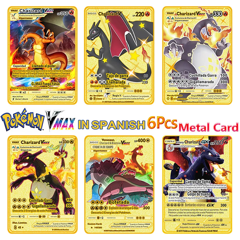 Набор покемонов из 6 предметов набор металлических карт с покемонами испанский