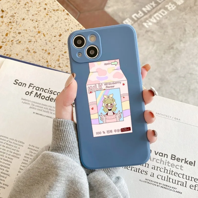 Симпатичный чехол для телефона персиковый клубничный молочный цветного IPhone 11 12 13