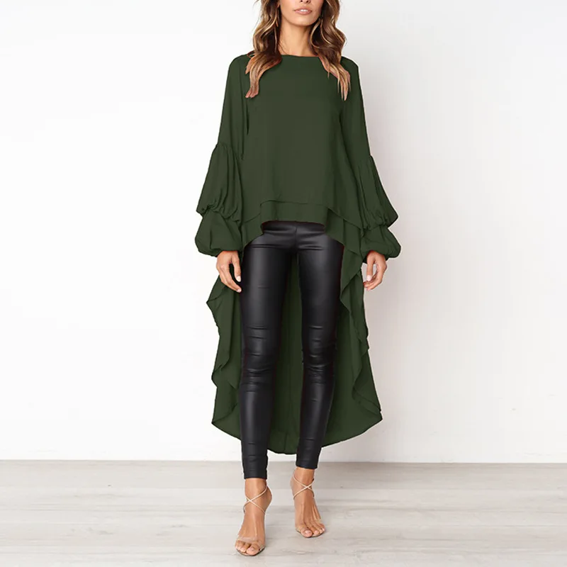 

Autumn and Winter Shirts Women's Long Sleeve Temperament Ruffle Top